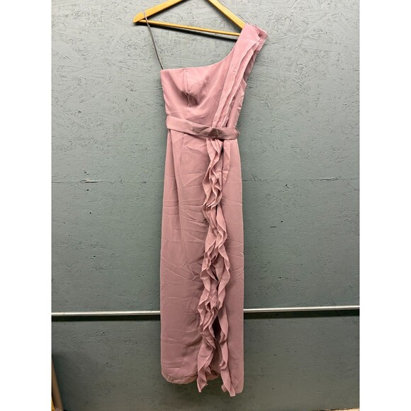 White by Vera Wang Women’s 2 Quartz Pink One Shoulder Ruffle Formal Dress NWT - Picture 2 of 15